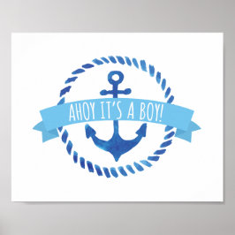 Ahoy It's a Boy Baby Shower Sign ポスター