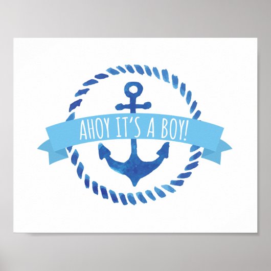 Ahoy It's a Boy Baby Shower Sign ポスター (正面)
