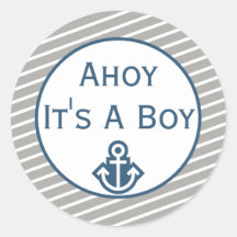 Ahoy It's A Boy Baby Shower Sticker