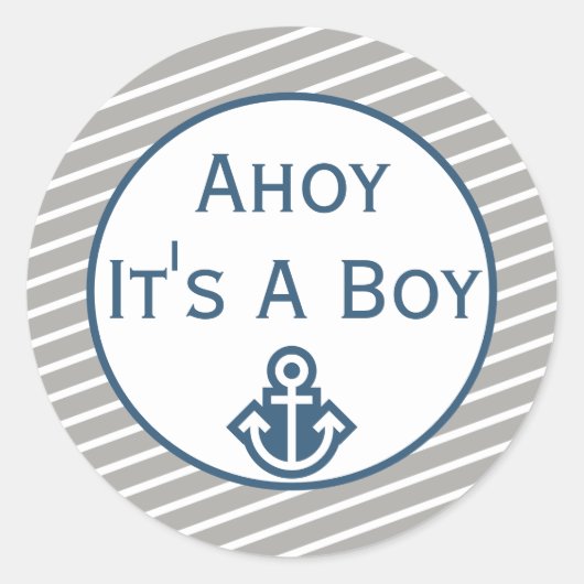 Ahoy It's A Boy Baby Shower Sticker ラウンドシール (正面)