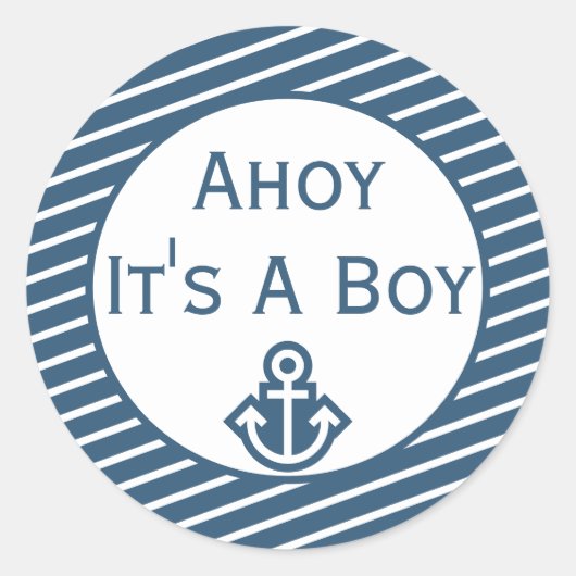 Ahoy It's A Boy Baby Shower Sticker ラウンドシール (正面)