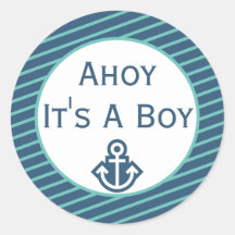 Ahoy It's A Boy Baby Shower Sticker