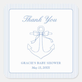 Ahoy It's a Boy Baby Shower Thank You Favor スクエアシール
