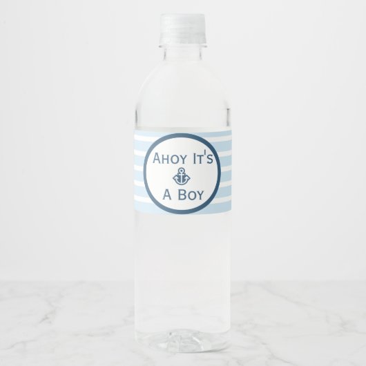 Ahoy It's A Boy Baby Shower Water Bottle Label ペットボトルラベル (正面)