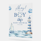 Ahoy Its A Boy Baby Shower Welcome アクリルサイン (傾斜)