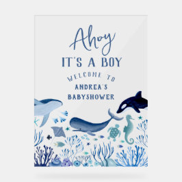Ahoy It's A Boy Baby Shower Welcome アクリルサイン
