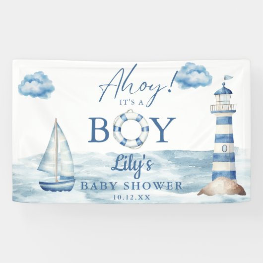 Ahoy Its A Boy Baby Shower Welcome 横断幕 (横)