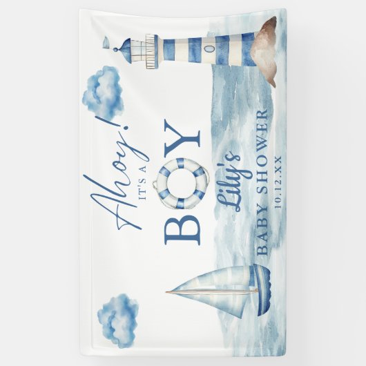 Ahoy Its A Boy Baby Shower Welcome 横断幕 (縦)