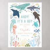 Ahoy It's A Boy Baby Shower Welcome Sign ポスター (正面)