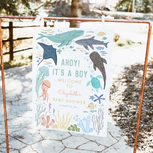 Ahoy It's A Boy Baby Shower Welcome Sign ポスター