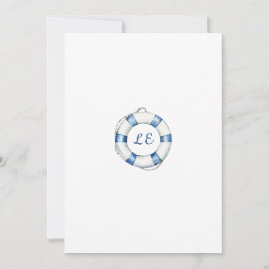 Ahoy Its A Boy Blue Nautical Baby Shower 招待状 (裏面)