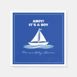 Ahoy It's a Boy! Blue Nautical Boat Baby Shower  スタンダードカクテルナプキン