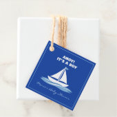 Ahoy It's a Boy! Blue Nautical Boat Baby Shower フェイバータグ (インサイチュ)