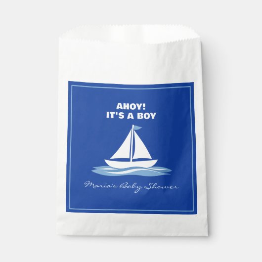 Ahoy It's a Boy! Blue Nautical Boat Baby Shower  フェイバーバッグ (正面)