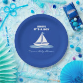 Ahoy It's a Boy! Blue Nautical Boat Baby Shower ペーパープレート (パーティー)