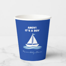 Ahoy It's a Boy! Blue Nautical Boat Baby Shower  紙コップ