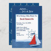 Ahoy It's a Boy Blue Sailboat Baby Shower