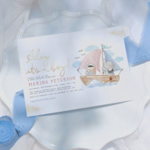 Ahoy It's a Boy Elephant & Bear Boat Baby Shower