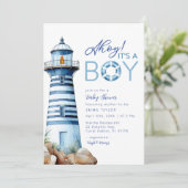 Ahoy It's a Boy Light 航海の House Baby Shower 招待状 (スタンド正面)