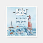 Ahoy It's A Boy Light House海Baby Shower スタンダードカクテルナプキン (正面)