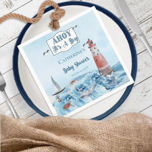 Ahoy It's A Boy Light House海Baby Shower スタンダードカクテルナプキン