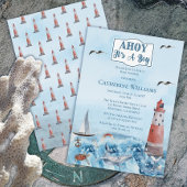 Ahoy It's A Boy Light House海Baby Shower 招待状