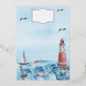 Ahoy It's A Boy Light House海Baby Shower 箔招待状 (正面)