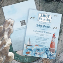 Ahoy It's A Boy Light House海Baby Shower QR