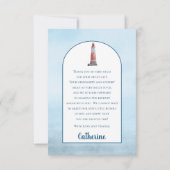 Ahoy It's A Boy Light House Baby Shower Than サンキューカード (裏面)