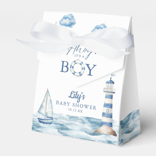 Ahoy Its A Boy Nautical Baby Shower フェイバーボックス (正面サイド)