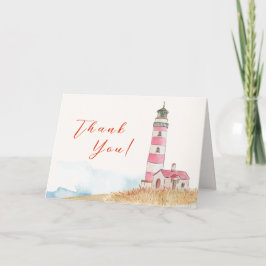 Ahoy It's A Boy Nautical Lighthouse Baby Shower サンキューカード