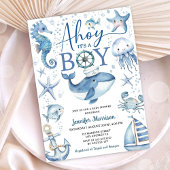 Ahoy It's A Boy Nautical Ocean Baby Shower 招待状