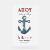 Ahoy its a Boy Nauticcal Boy Baby Shower Welcome アクリルサイン (正面)