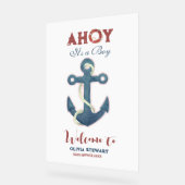 Ahoy its a Boy Nauticcal Boy Baby Shower Welcome アクリルサイン (傾斜)