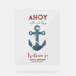 Ahoy its a Boy Nauticcal Boy Baby Shower Welcome アクリルサイン