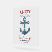 Ahoy its a Boy Nauticcal Boy Baby Shower Welcome アクリルサイン (傾斜)