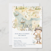 Ahoy It's A Boy Pirate Adventure Baby Shower 招待状 (正面)