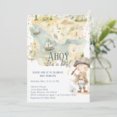 Ahoy It's A Boy Pirate Adventure Baby Shower 招待状 (スタンド正面)