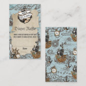 Ahoy It's a Boy Pirate Baby Showerおむつラッフル エンクロージャーカード (正面/裏面)