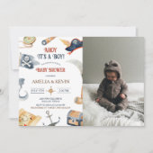 Ahoy It's A Boy Pirate Baby Shower写真 招待状 (正面)