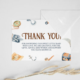 Ahoy It's A Boy Pirate Baby Shower サンキューカード