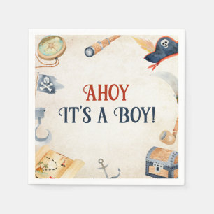 Ahoy It's A Boy Pirate Baby Shower スタンダードカクテルナプキン