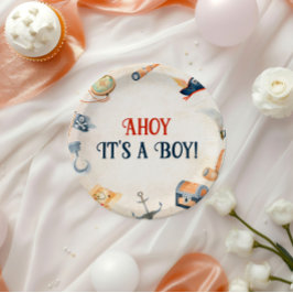 Ahoy It's A Boy Pirate Baby Shower ペーパープレート