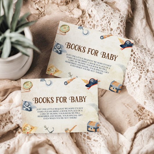 Ahoy It's A Boy Pirate Baby Shower Booksベビー エンクロージャーカード