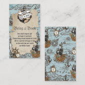 Ahoy It's a Boy Pirate Baby Shower Bring a Book エンクロージャーカード (正面/裏面)