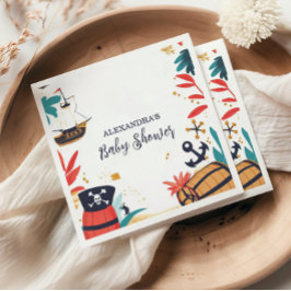 Ahoy Its a boy Pirate Ship Baby 航海の Shower スタンダードカクテルナプキン