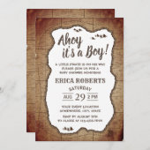 Ahoy It's a Boy Pirate Treasure Map赤ちゃんシャワー 招待状 (正面/裏面)