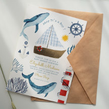Ahoy It's a boy sail Whale Light house Baby Shower