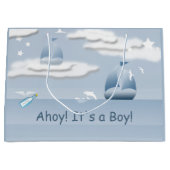 Ahoy It's a Boy Sailboat LGB ラージペーパーバッグ (正面)