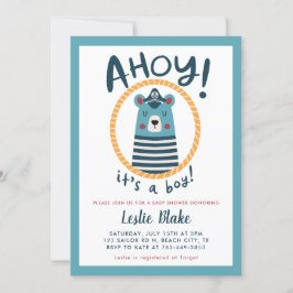Ahoy It's A Boy Saimer Bear Baby Shower 招待状